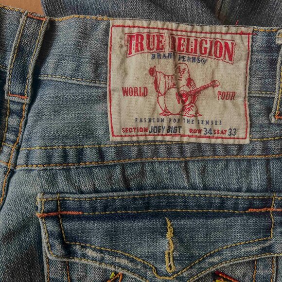 TRUE RELIGION brand Rainbow Thread Denim pants US 34 Made in USA USED - Picture 4 of 8
